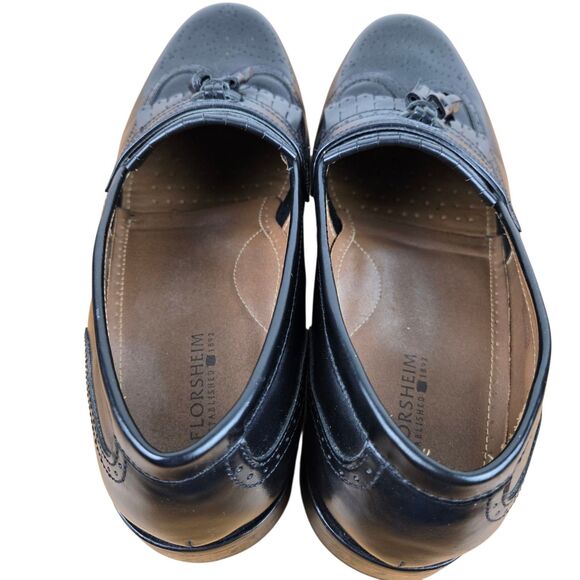Florsheim Brinson Kiltie Tassel Loafers Sz 9.5 D Wingtip Black Leather Shoes main image 4